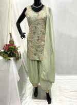 Georgette Pista Green Party Wear Hand Work Readymade Dhoti Suit